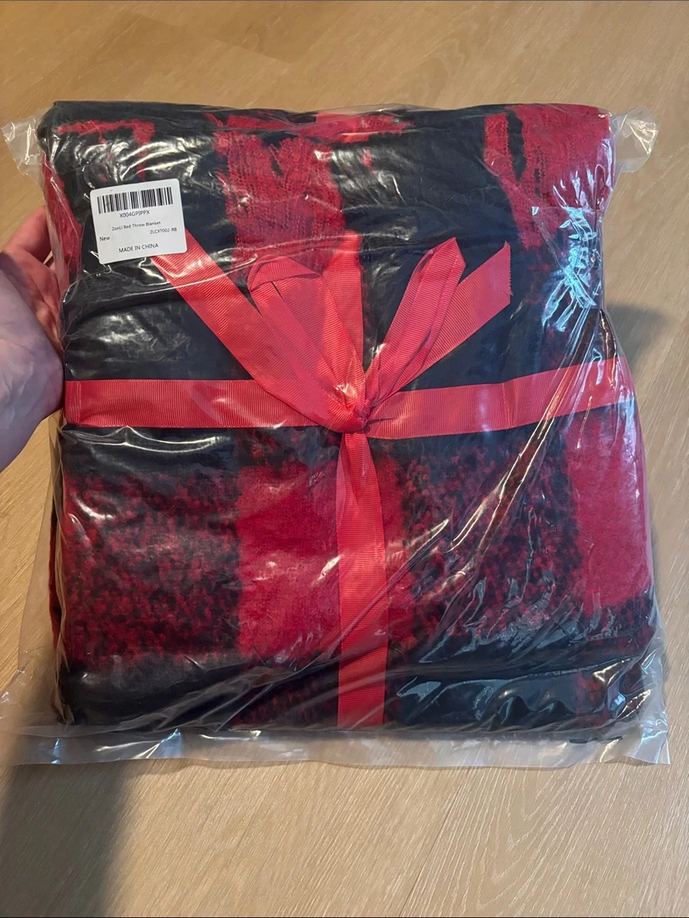 NEW ZonLi Red and Black Plaid Throw Blanket 50